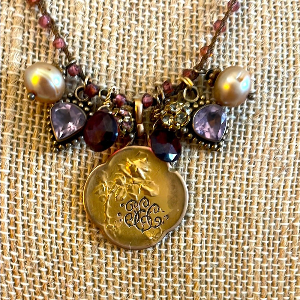Victorian Gold and Purple amethyst pear Pendant Necklace - Picture 1 of 6